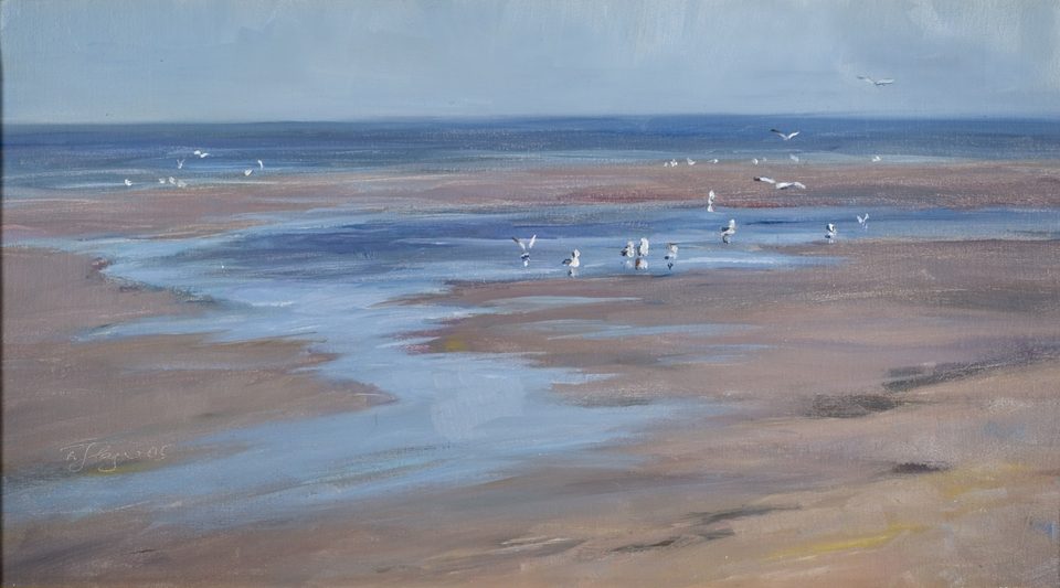 Priel bei ablaufendem Wasser – Öl auf Leinwand, 2005, 40 × 74 cm, Frauke Gloyer
