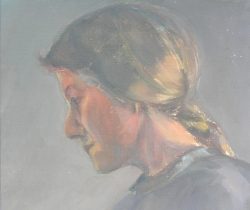 Frauke Gloyer, Selbstporträt 1992, Öl auf Pappe
