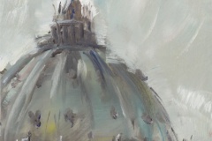 Kuppel Petersdom, Öl/Hz, 2014, 15cm x 15cm