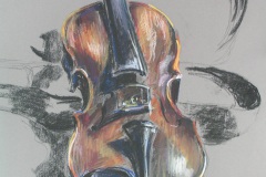 Geige, Kreide/Pp, 1984, 50cm x 70cm