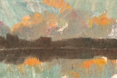 Spiegelnde Abendwolken, Monotypie, 2006, 10cm x 15cm
