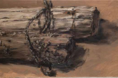 Alte Buhnenpfähle, Öl/Lw, 2020, 40 × 80 cm
