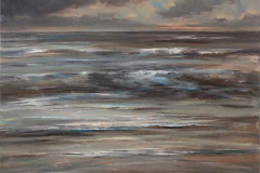 Wellen im späten Licht, Öl/Lw, 2019, 50 × 70 cm