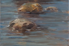 Steine im Wasser, Öl/Lw, 2009, 70cm x 50cm